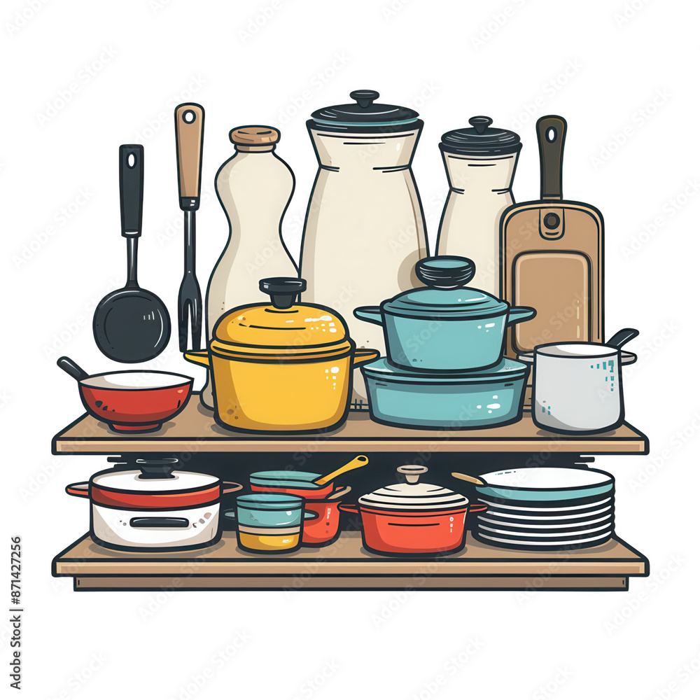 Poster a group of kitchenware items arranged centrally on a website for easy access and browsing.
