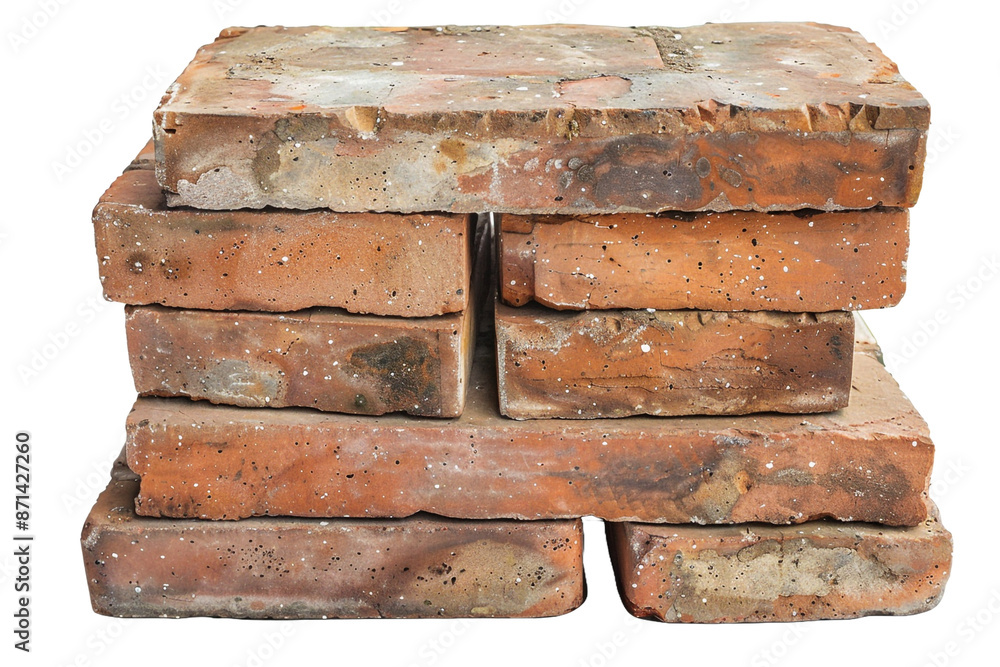 Poster stack of bricks isolated on transparent background