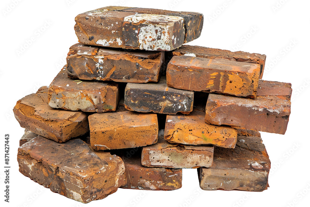 Poster stack of bricks isolated on transparent background