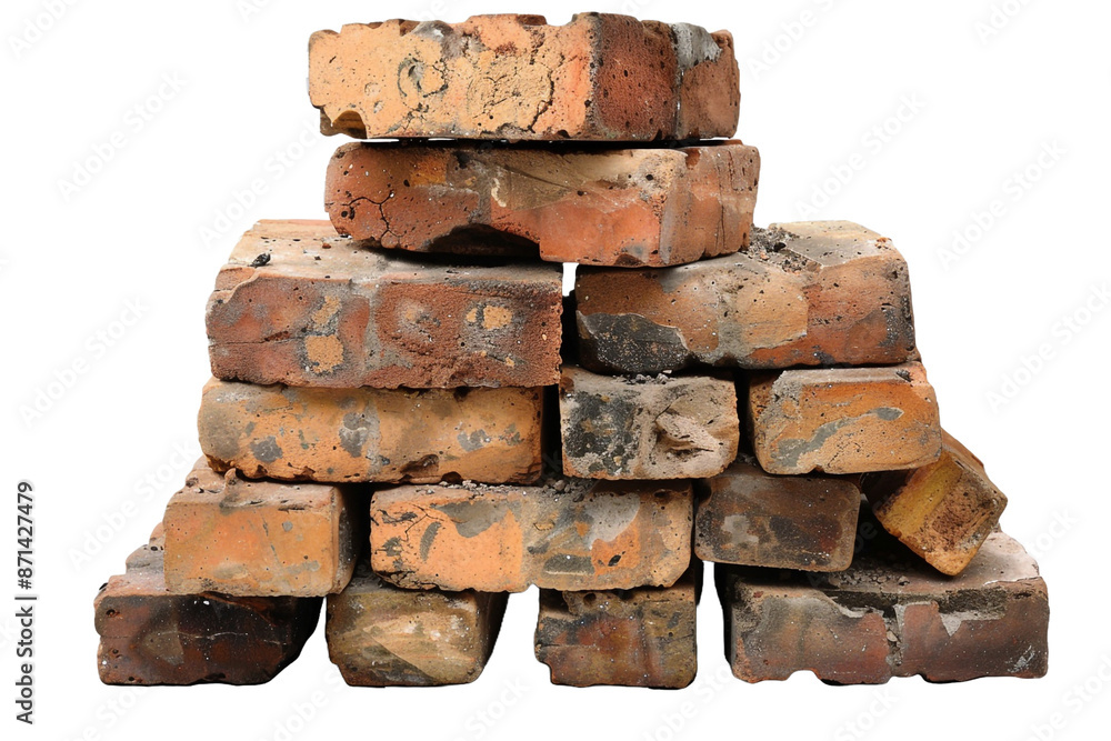 Poster stack of bricks isolated on transparent background