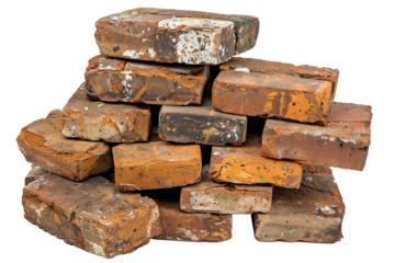 stack of bricks isolated on transparent background