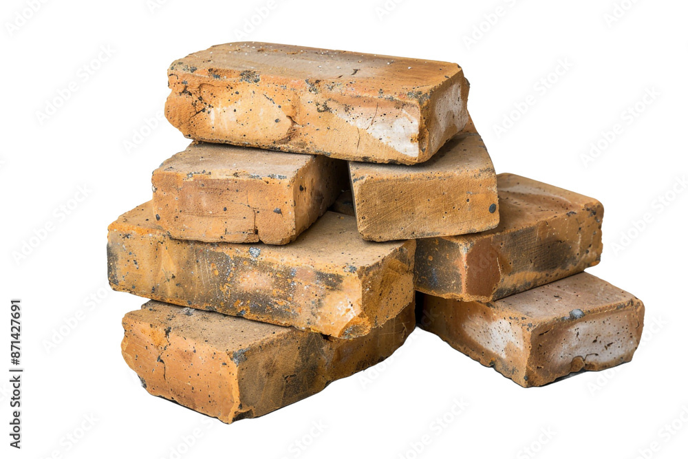 Poster stack of bricks isolated on transparent background