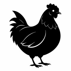 black hen vector silhouette 