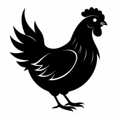 black hen vector silhouette 