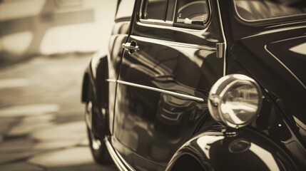 Sleek Modern Car in Art Deco Style with Vibrant Colors and Symmetry, Enhanced by High Contrast and Lens Flare in Wide Angle Shot