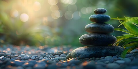 Obraz premium Zen stones symbolize holistic health for body mind soul and spirit. Concept Zen Stones, Holistic Health, Body Mind Soul, Spirit