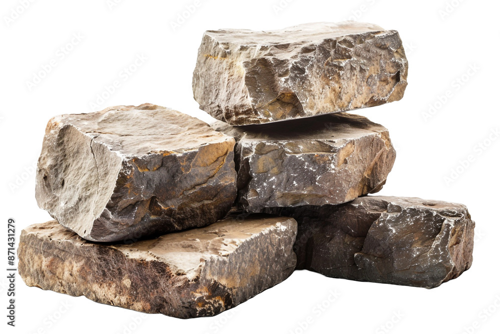 Poster stone blocks isolated on transparent background