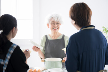Scene of learning in a cooking class Teacher and student
