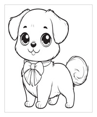 Fototapeta premium puppy coloring book page for kids ai generative