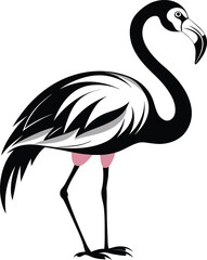 flamingo silhouette isolated on white vector Illustration