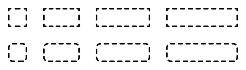 Set of simple black and white rounded rectangle icons, usable as buttons.