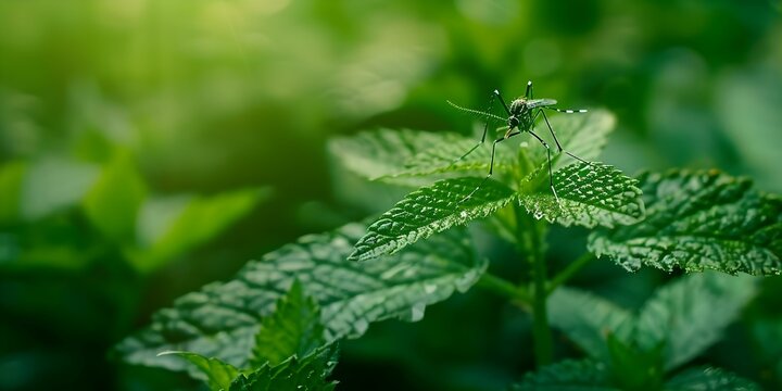 Prevent Diseases in Tropical Forests by Using Insect Repellent to Protect Against Mosquitoes. Concept Insect Repellent, Disease Prevention, Tropical Forests, Mosquito Protection
