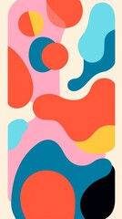 Abstract Colorful Shapes Wallpaper With Pink, Orange, Blue, and Yellow