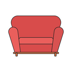 red sofa isolated on white