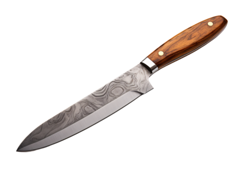 a knife with a wooden handle
