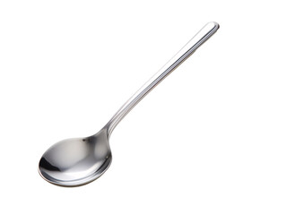 a silver spoon on a white background