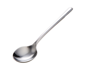 a silver spoon on a white background