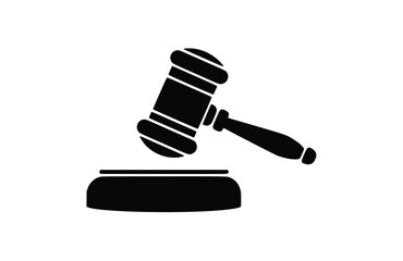 Gavel black icon, isolated on white background. Vector illustration.