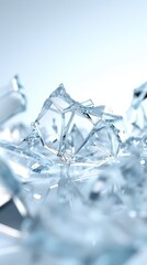 A close up of a broken piece of glass