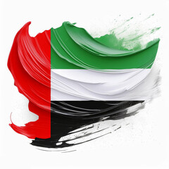 abstract Dubai Flag in paint brush stroke, isolated on white Background