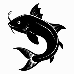 Obraz premium black Catfish vector silhouette