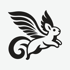 Captivating Flying Squirrel Silhouette Logo, Grace and Elegance in Motion