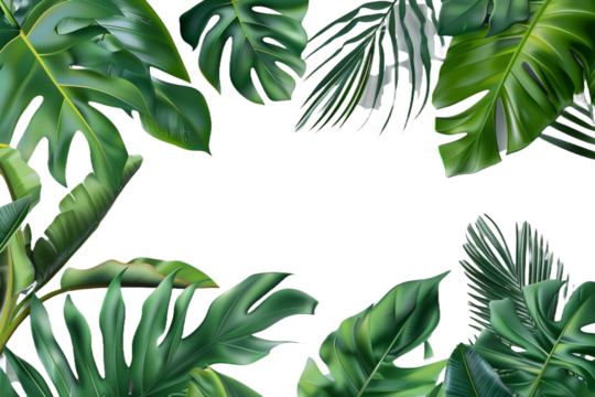 tropical leaves isolated on transparent background