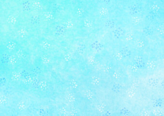 アナログの筆タッチで描いたブルーの水彩背景