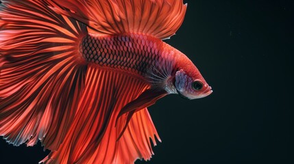 Fototapeta premium Betta fish. Siamese fighting fish isolated over black background. aquatic pet