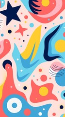 Colorful Abstract Wallpaper With Stars, Circles, and Organic Shapes