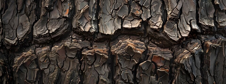 Detailed and Textured Tree Bark with Deep Grooves and Rugged Surface