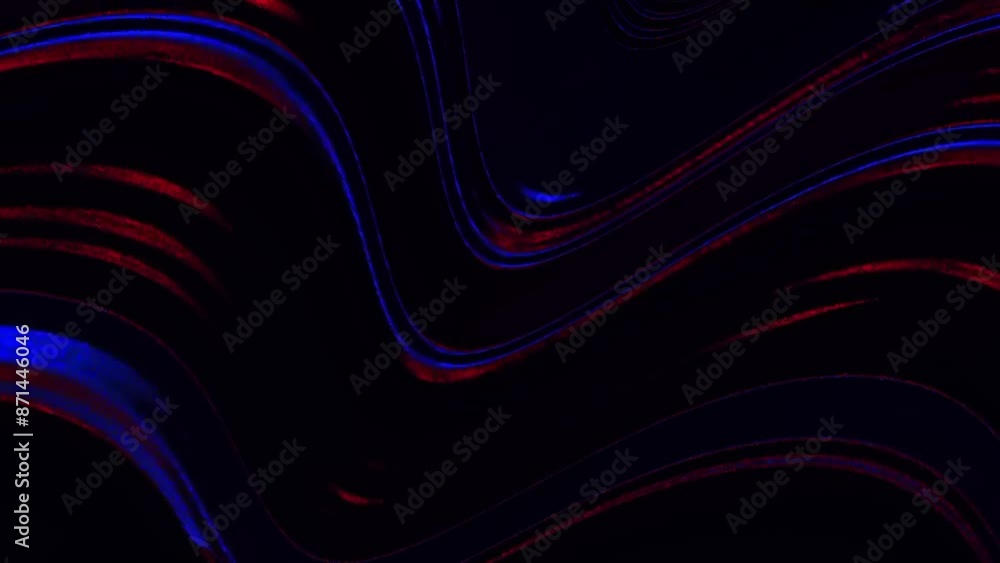 Sticker flowing red and blue abstract wave on black. loop able modern background animation