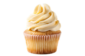 vanilla cream cupcake isolated on transparent background
