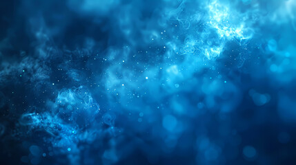 Enchanting abstract blue background with floating particles and swirling patterns