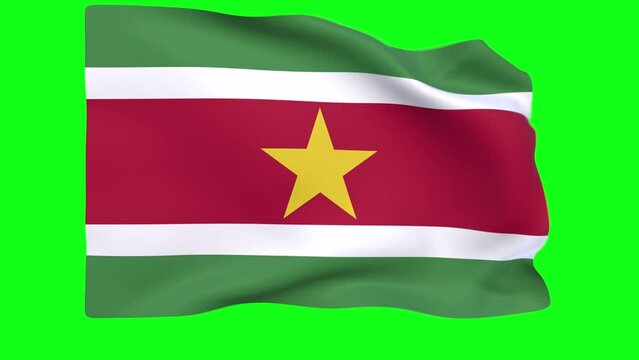 Waving flag of Suriname Animation 3D render Method
