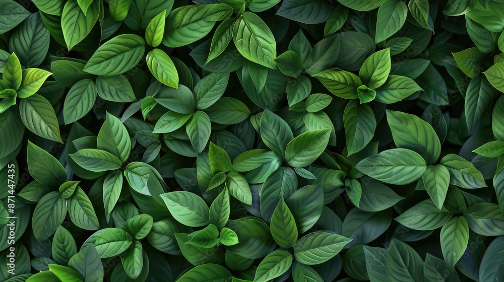 Sticker background of green leaves with space for text