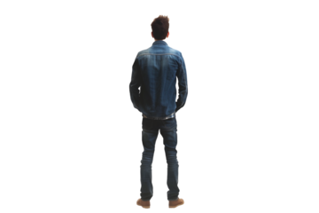 view of a man isolated on transparent background