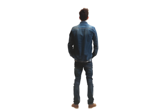 view of a man isolated on transparent background