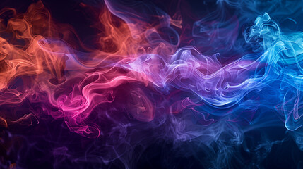 Fototapeta premium Billowing Spectrum: Abstract Multicolored Smoke on a Dark Background, Symbolizing Mystery and Profound Depth