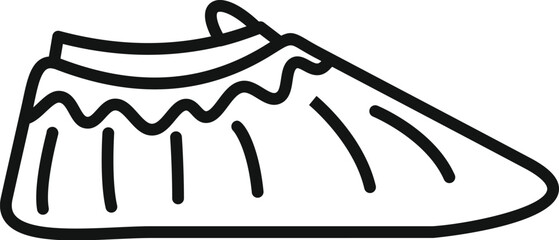 Simple line drawing of a protective shoe cover, often used in medical or industrial settings