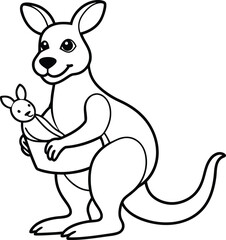 kangaroo with baby vector Illustration