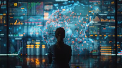 Fototapeta premium Businesswoman looking at a data screen.