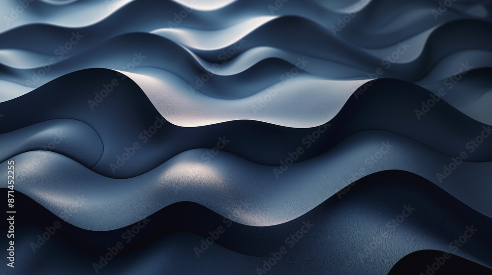 Poster blue abstract background with flowing curves reminiscent of ocean waves, ideal for a stylish vector 