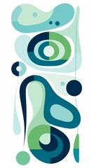 Obraz premium Abstract Geometric Shapes Digital Wallpaper In Blue, Green, And White