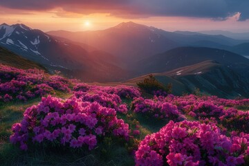 Purple flowers bloom throughout the valley
