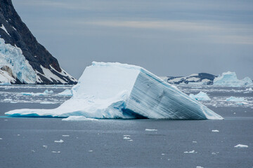 Icebergs and Glaciers align the coast of the Antarctic peninsula, and its many islands. Image taken...