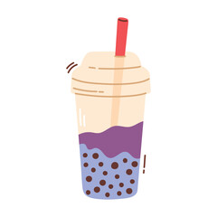 Bubble tea drinks in plastic glass