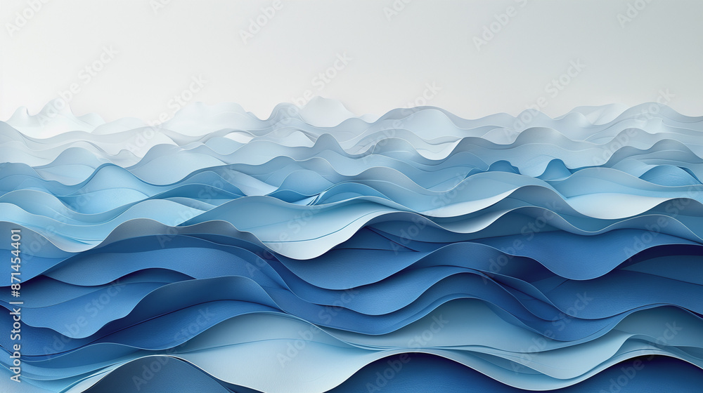 Poster swirling shades of blue create a mesmerizing ocean wave pattern in this abstract vector design