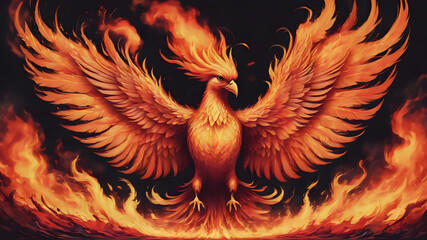 Obraz premium phoenix bird in flames