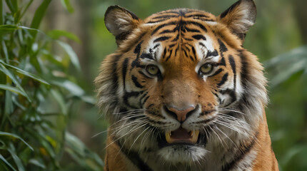 Fototapeta premium a tiger that is walking through the jungle